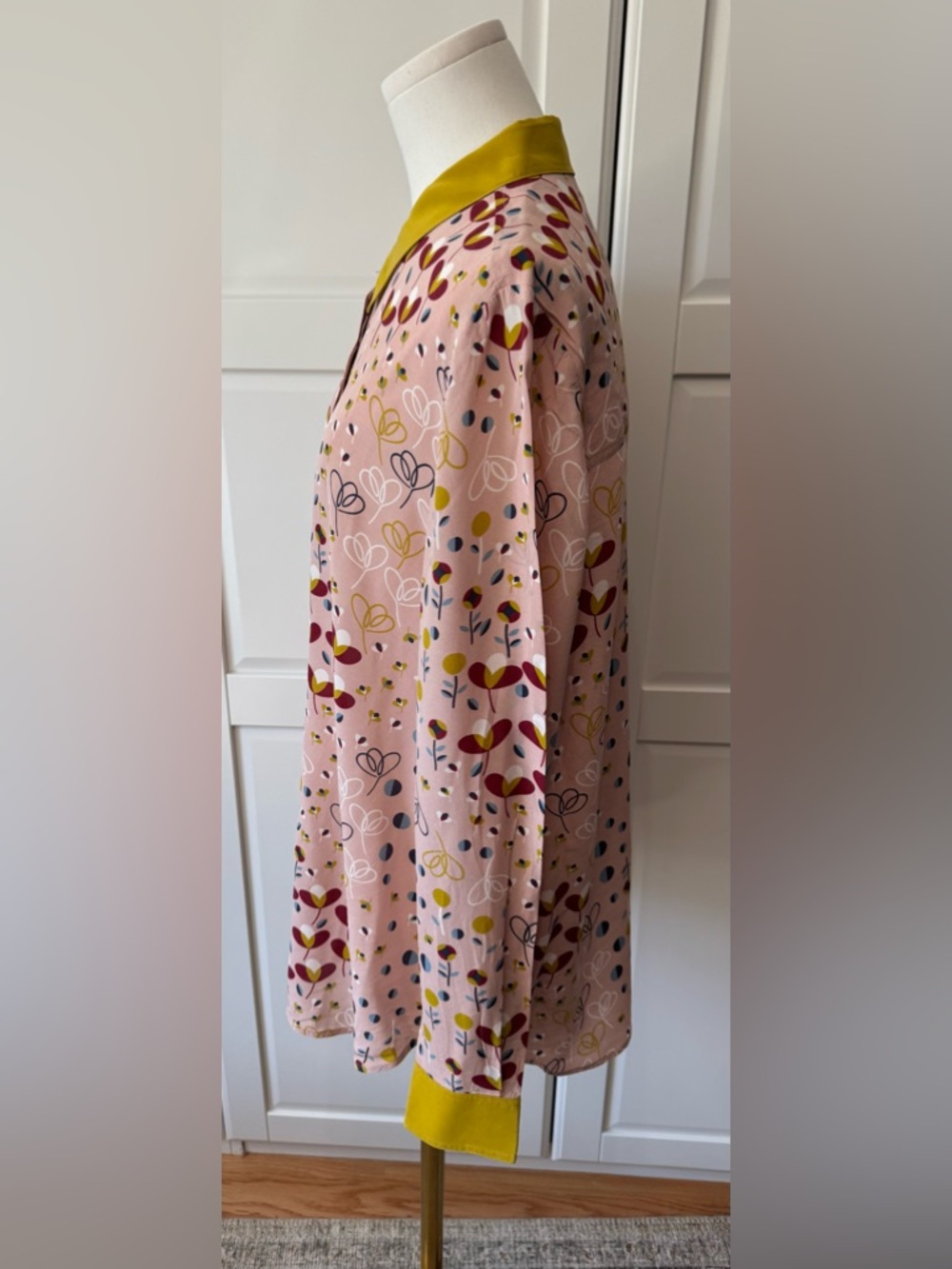 Boden Silk Shirt in Milkshake Meadow Women's Pink Printed Button-Down Shirt XL - Picture 5 of 8